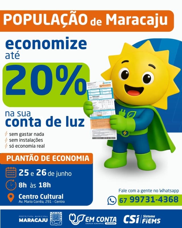 População de Maracaju terá oportunidade de economizar até 20% na conta de luz com programa de...